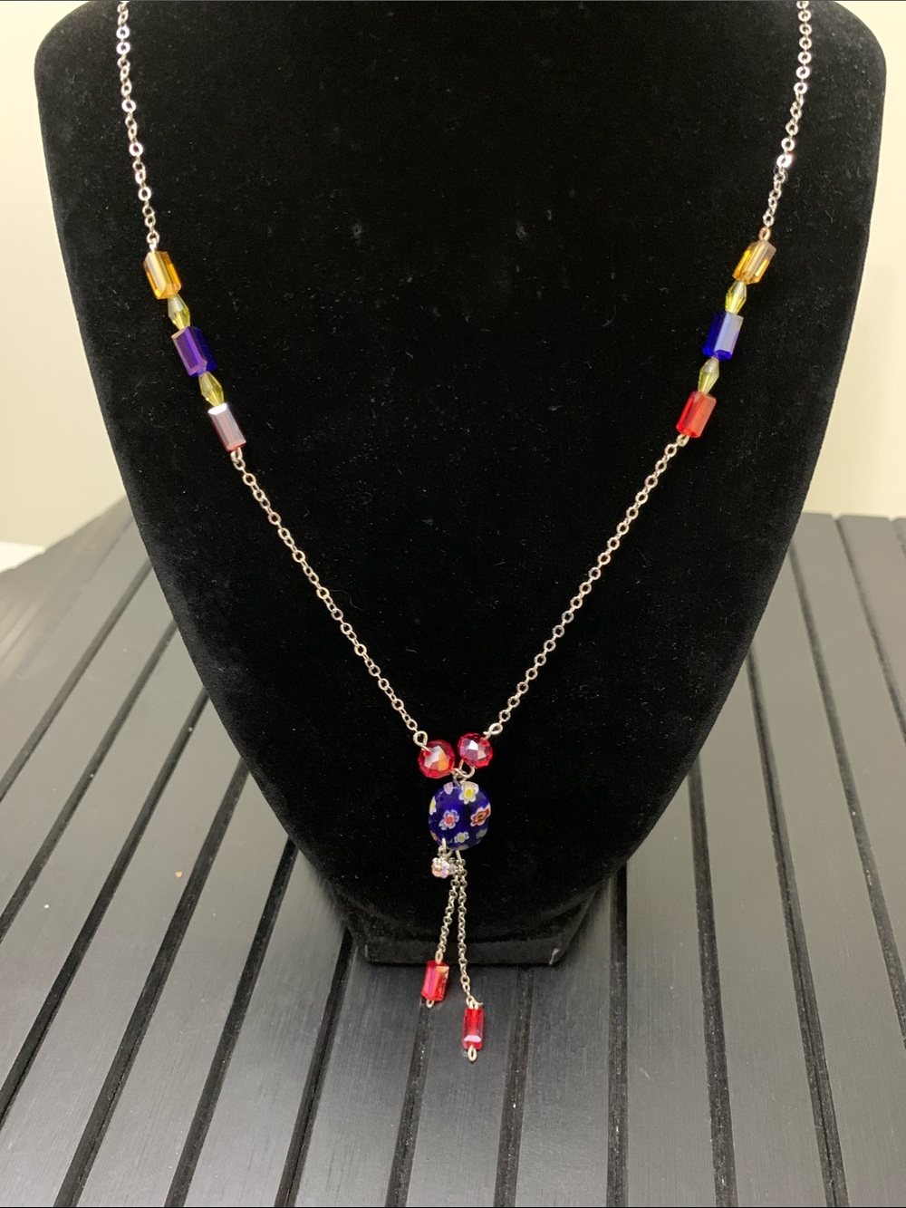 Handcrafted Multicolor crystal Lariat Necklace